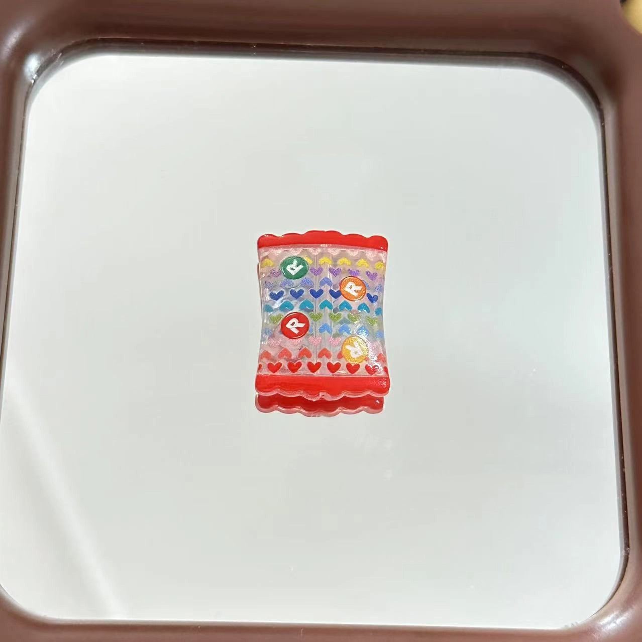 Rainbow Printed Square Acrylic Beads 25mm Colorful Snack Bag 10pcs 5