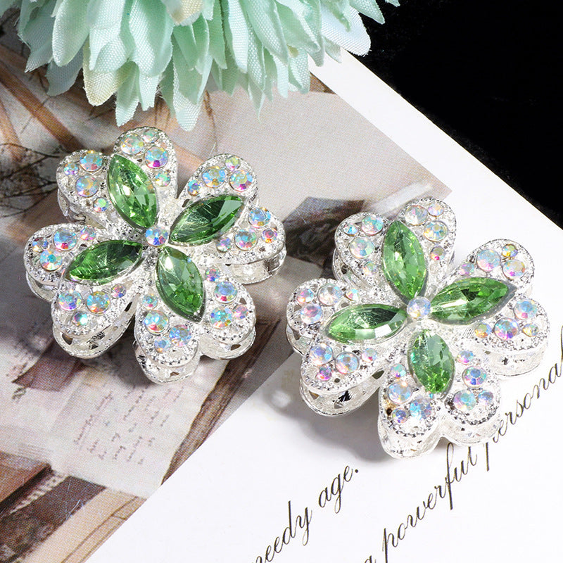 Alloy Clover Rhinestone Beads 30mm Fancy Decorative Charms 3pcs 7