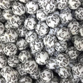 15mm Silicone Beads Bow Baseball Print 50pcs