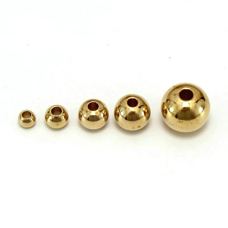 Brass Round Metal Beads 2-10mm Smooth Polished Gold Tone 100pcs 2