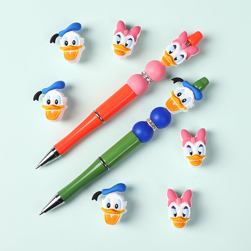 Silicone 3D Focal Beads Disney Donald Duck Daisy Side Profile 20pcs 6