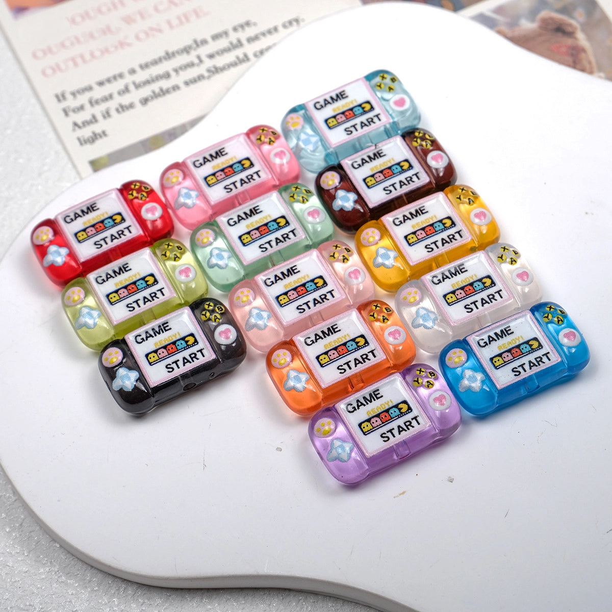 Clear Square Acrylic Beads 25mm Game Console Printed 10pcs 2