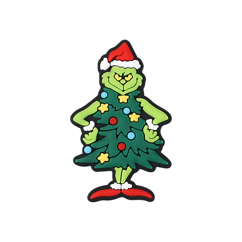 Silicone Focal Beads Christmas Grinch Face With Santa Hat 20pcs 13