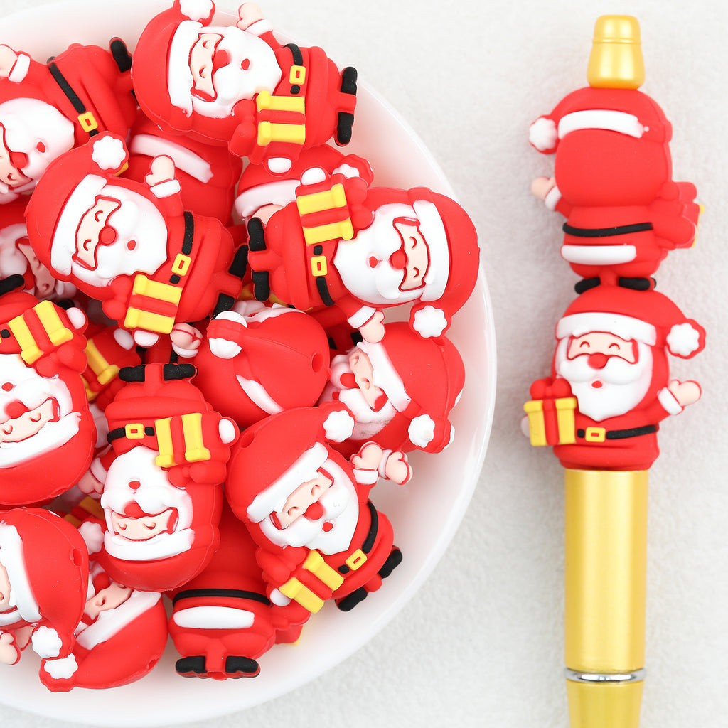 3D Full Body Red Santa Claus Silicone Focal Beads