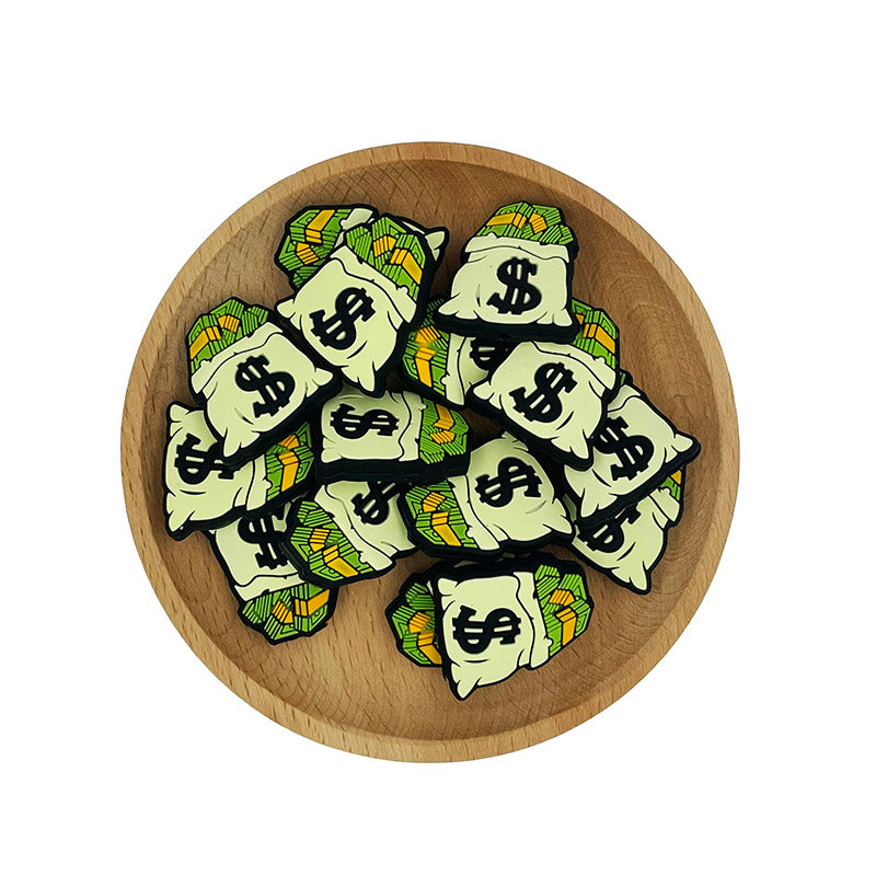 Silicone Focal Beads Money Bag Creamy Sack Green Bills 20pcs 2