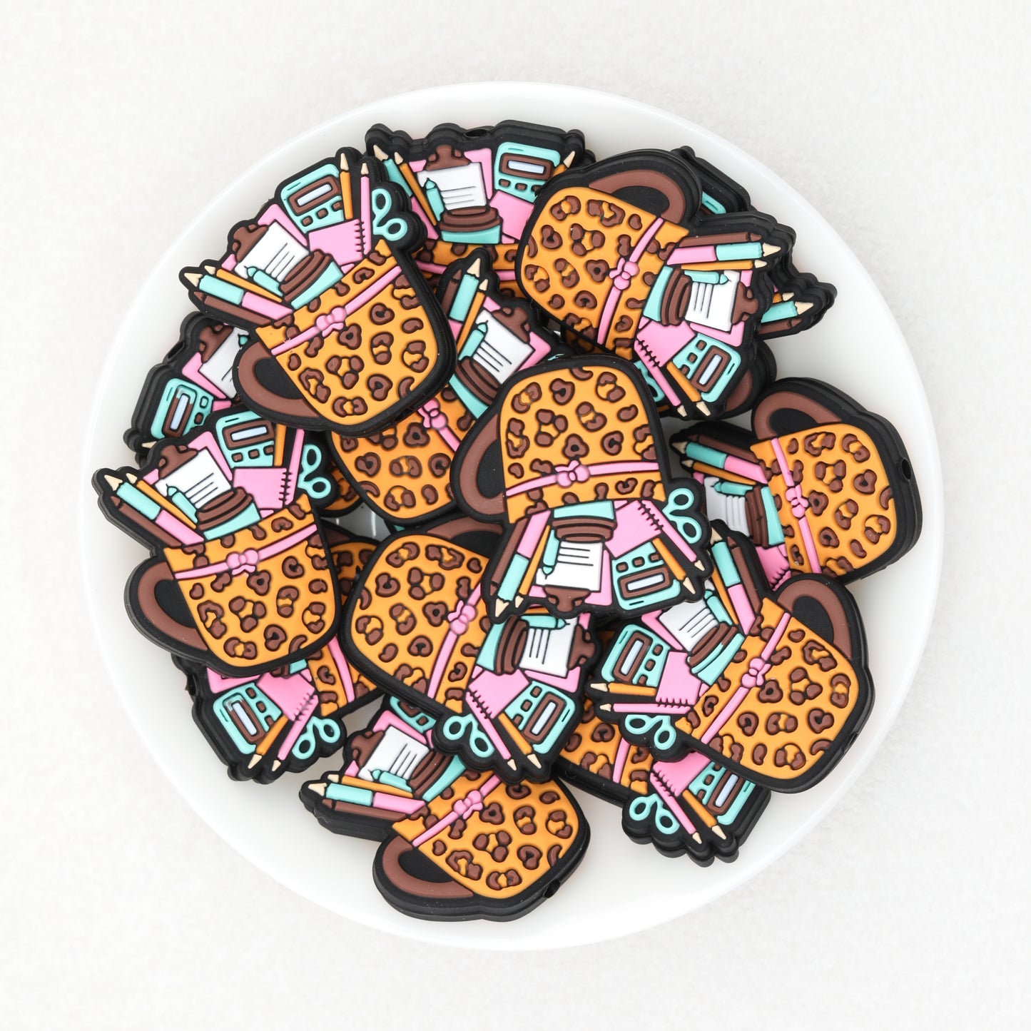 Orange Leopard Print School Supplies Silicone Focal Beads 20pcs 2