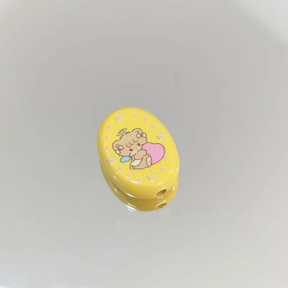 Oval Acrylic Beads 23mm Cartoon Kite Pattern Pastel Colors 10pcs 4