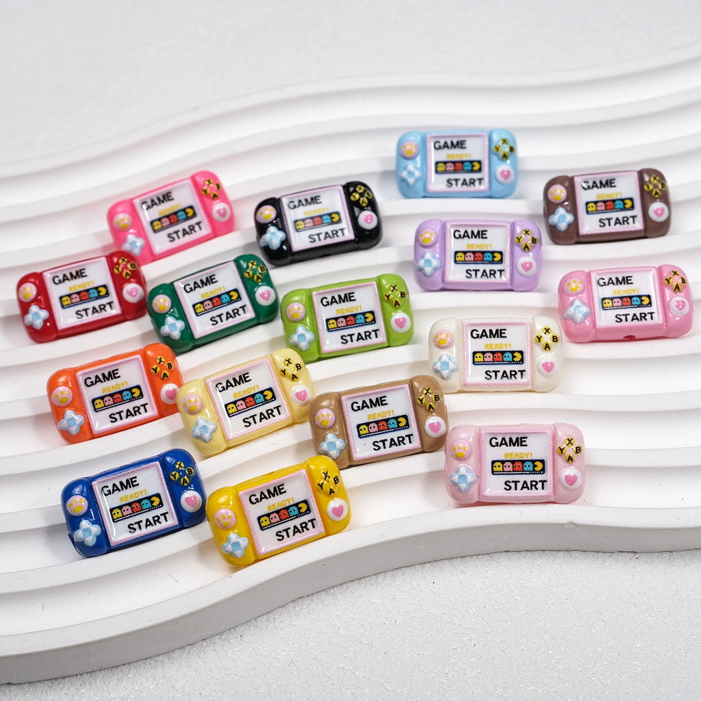 Printed Square Acrylic Beads 25mm Game Console Design 10pcs 2