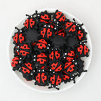Silicone 3D Ladybug Focal Beads Red and Black 20pcs