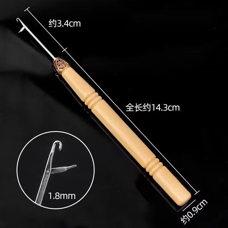Jewelry Needle Hook Tools Wood Handle Fine Metal Loops 8pcs 14cm 6