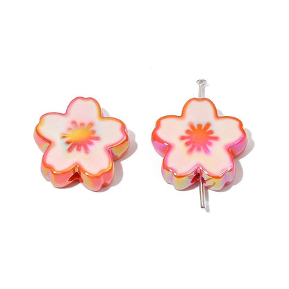 Ombre Sakura Flower Acrylic Beads 20mm Assorted Colors 4pcs 9