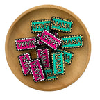 Silicone Focal Beads MAMA Leopard Cutout Pink and Teal 20pcs 2
