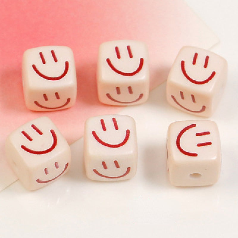 Heart Flower Square Acrylic Beads 14mm Colorful Pattern 10pcs 16