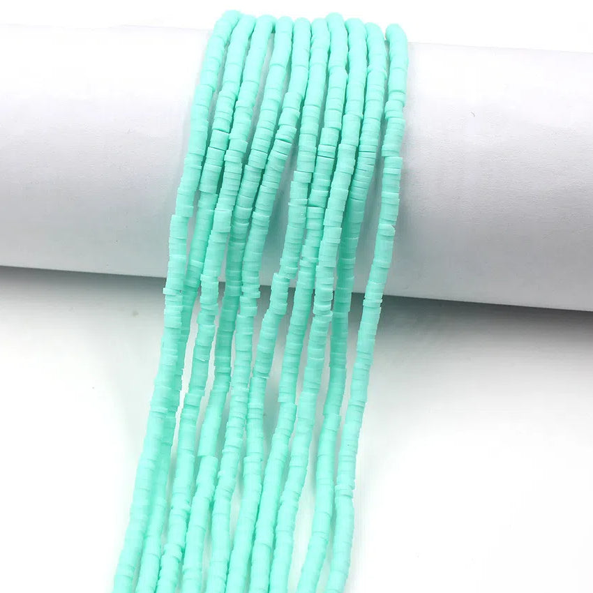 Flat Clay Beads 4mm Solid Color Polymer Disc 10strands 40