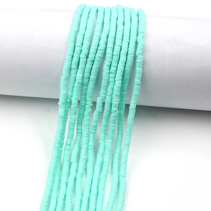 Flat Clay Beads 4mm Solid Color Polymer Disc 10strands 40
