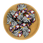 Silicone Focal Beads Halloween Smiling Skeleton Holding Banner 20pcs 2