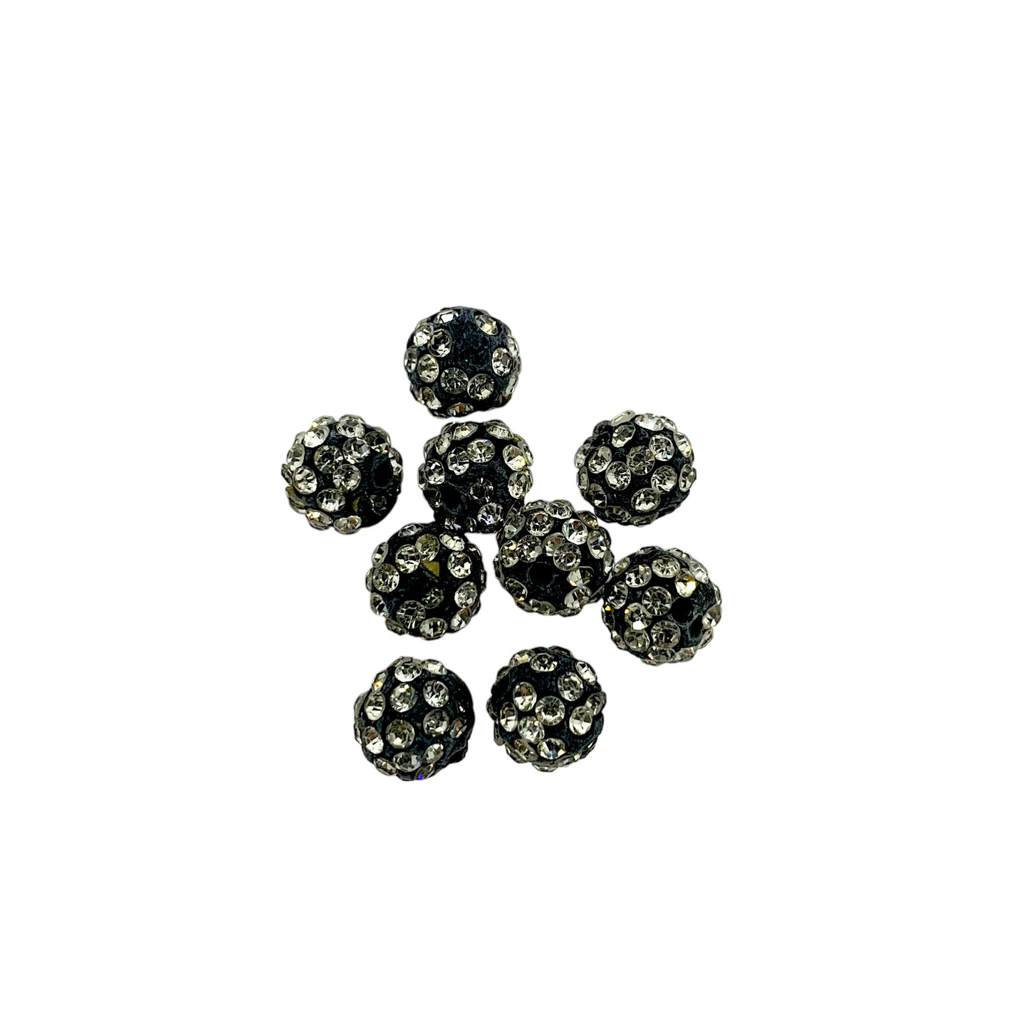 Clay Round Rhinestone Beads 10mm 6 Rows Crystal Sparkle 50pcs