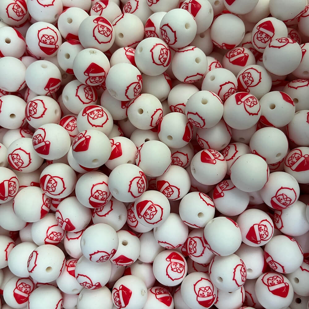 25 Christmas Printed Silicone beads