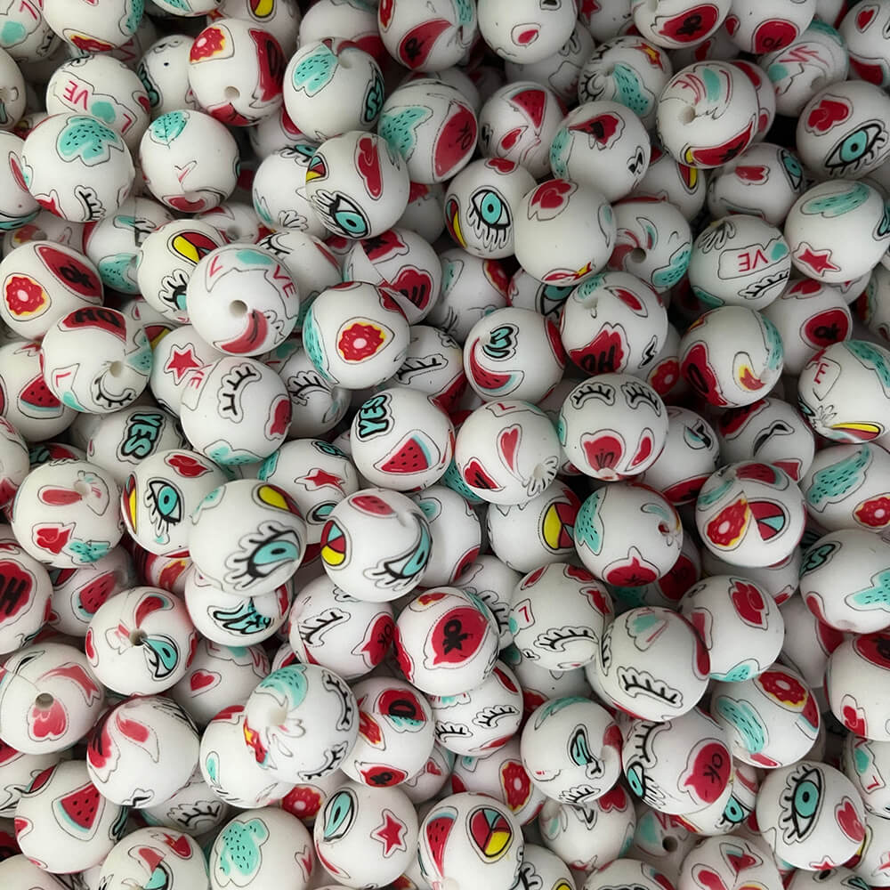 25 Halloween Printed Silicone Beads