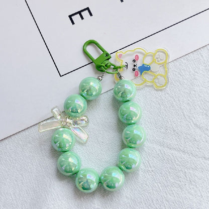 Acrylic Beaded Rabbit and Bear Keychain with Translucent Bow Charm 7
