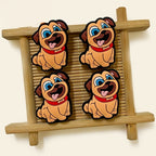Silicone Focal Beads Animal Puppy Orange Pug Blue Eyes 20pcs 2