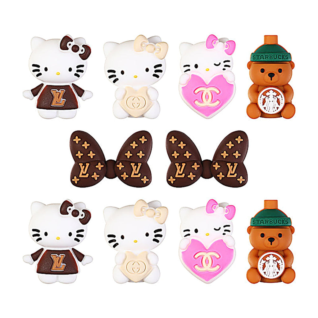 3D Designer Style Silicone Focal Beads Cat Bear Heart Shapes 20pcs