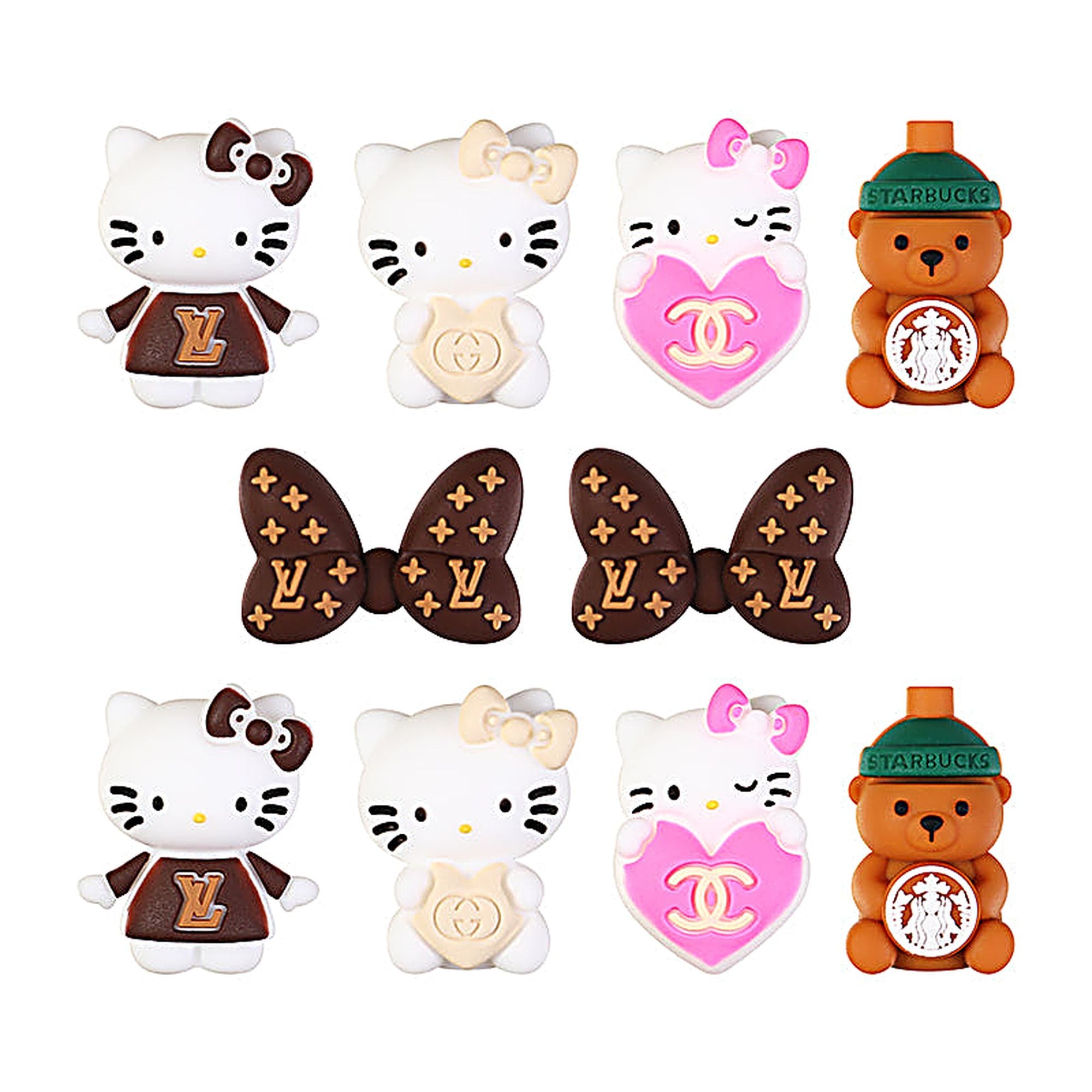 3D Designer Style Silicone Focal Beads Cat Bear Heart Shapes 20pcs