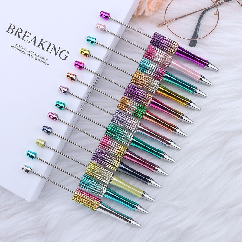 Beadable Pen with Rhinestone Grip and Decorative Cap Multiple Colors 4