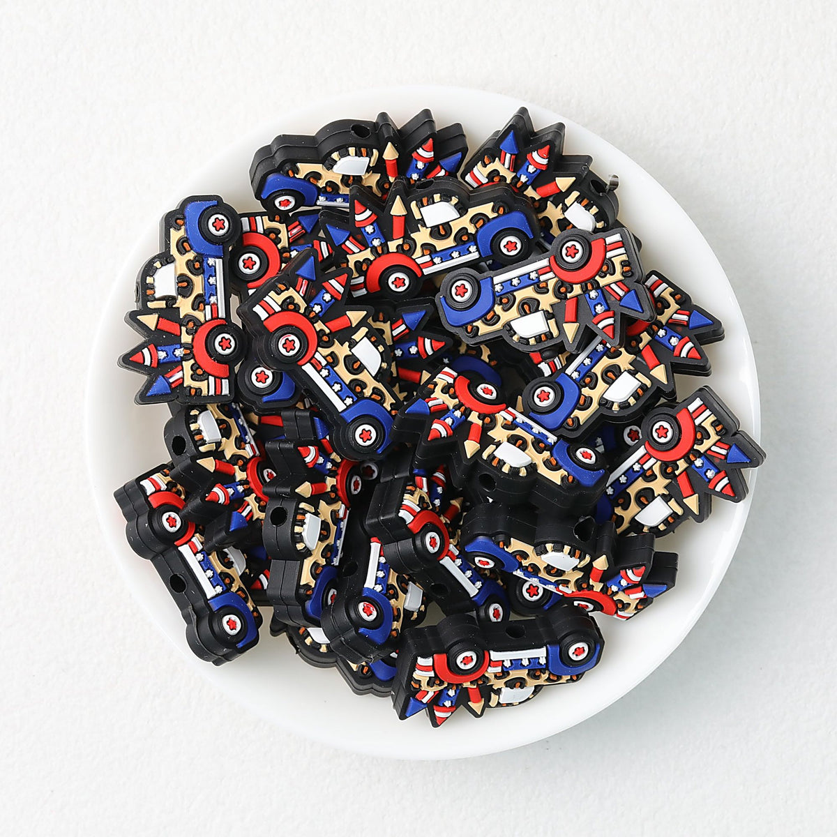 Independence Day Truck Silicone Focal Beads  20pcs