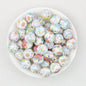 Colorful Floral Pattern 15mm Round Silicone Beads 50pcs - Flower 2