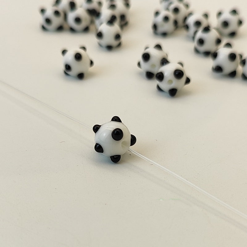 Lampwork Glass Beads Sea Urchin 11mm Handmade Polka Dotted 14pcs 12