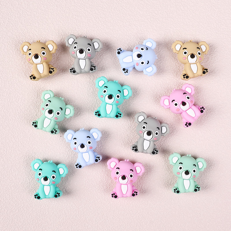 Silicone 3D Focal Beads Koala Sitting Pose Pastel Colors 20pcs 2