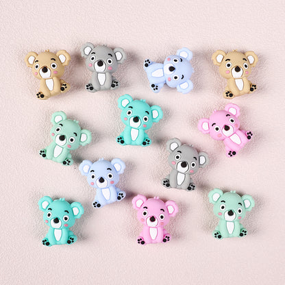 Silicone 3D Focal Beads Koala Sitting Pose Pastel Colors 20pcs 2