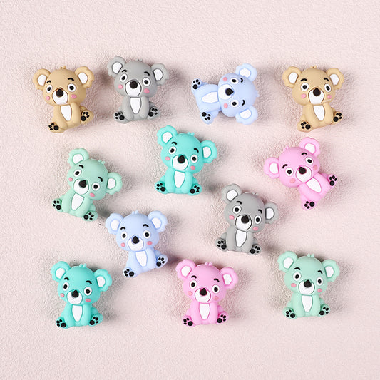 Silicone 3D Focal Beads Koala Sitting Pose Pastel Colors 20pcs 2
