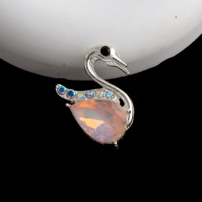 24mm Alloy Swan Crystal Rhinestone Beads 2pcs 8