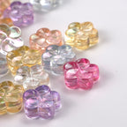 Transparent Flower Acrylic Beads 17mm Flat Plum Blossom 50pcs