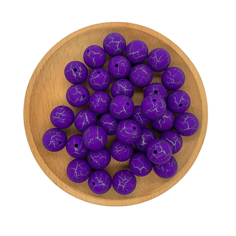15mm Silicone Beads Crackle Printed Multi Color 50pcs 4