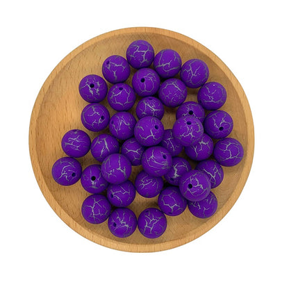 15mm Silicone Beads Crackle Printed Multi Color 50pcs 4