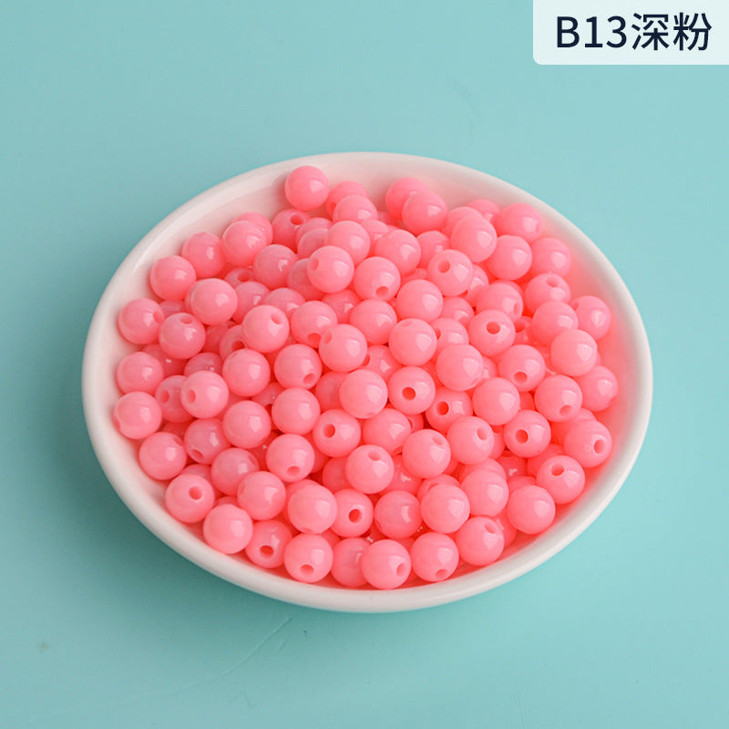 Solid Color Round Acrylic Beads 8mm 100g 18