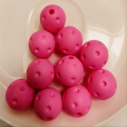Matte Pink Golf Ball Style Bubblegum Beads 20mm 10pcs 3