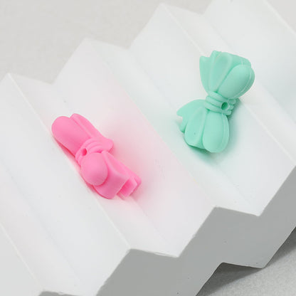 Bow Shape Silicone Beads with Vertical Hole 20pcs
