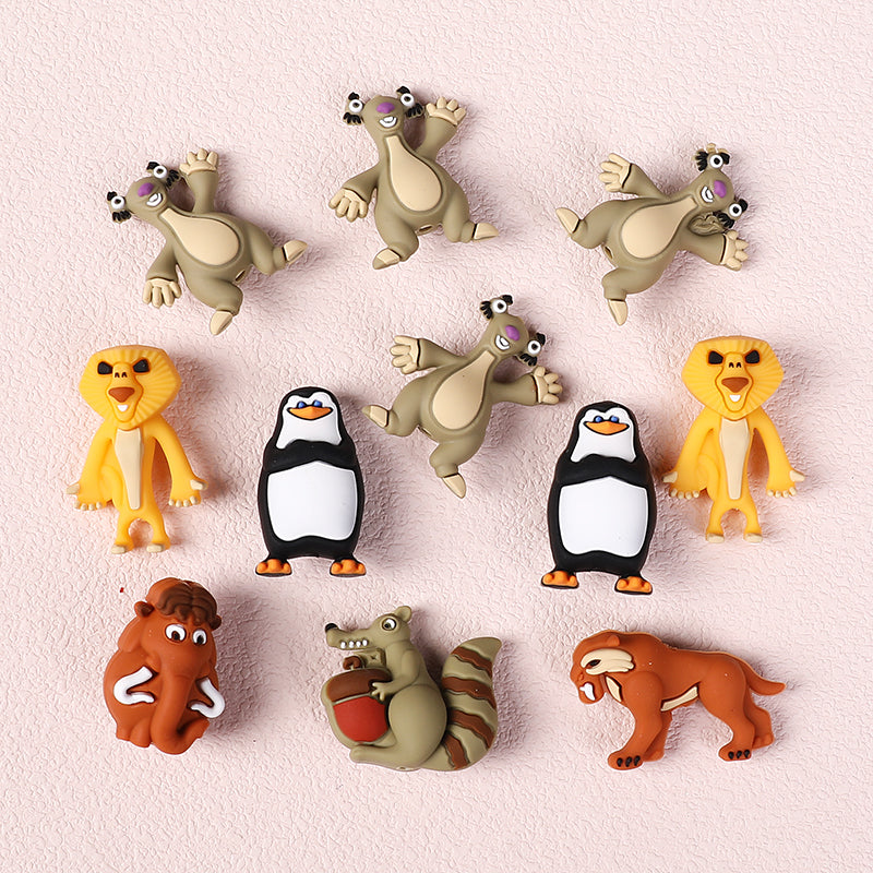 Silicone 3D Focal Beads Penguins Of Madagascar Animated Characters 20pcs 3