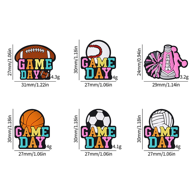 Silicone Focal Beads Ball Game Match Day Text 20pcs 12