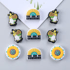 Silicone Focal Beads Daisy You Are My Sunshine Text 20pcs 14