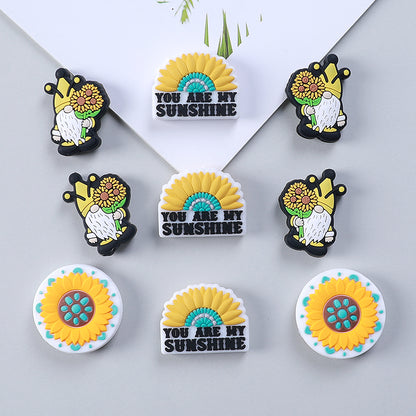 Silicone Focal Beads Daisy You Are My Sunshine Text 20pcs 14