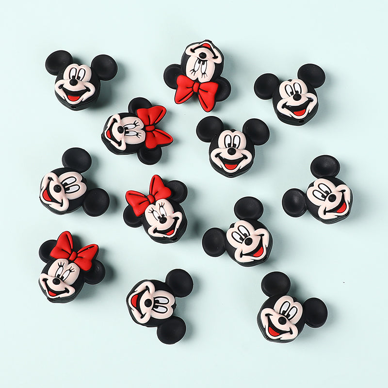 Silicone 3D Focal Beads Mickey Minnie Iconic Characters Vibrant Colors 4