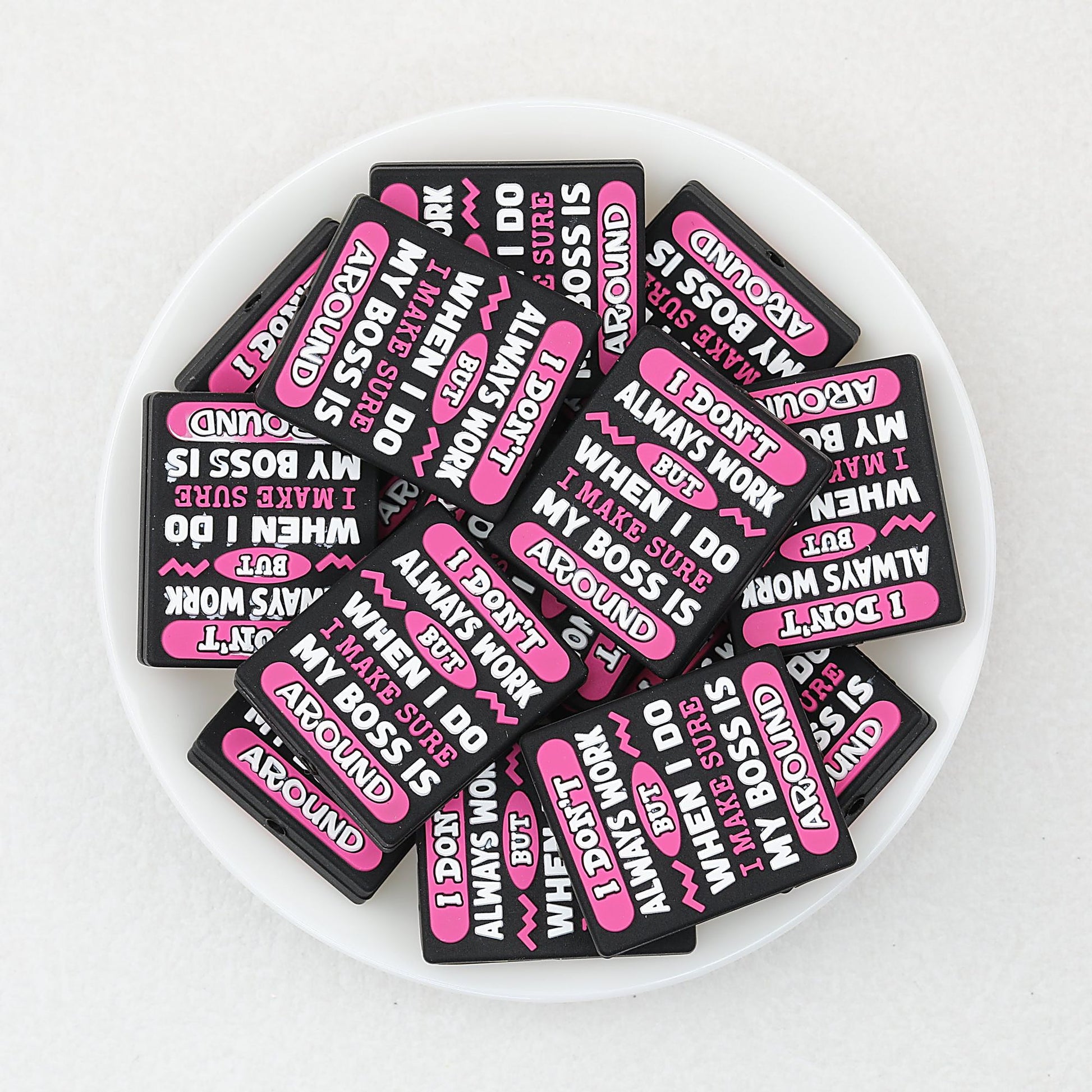 Pink Silicone Focal Beads 'I Don't Always Work But' Quote 20pcs - Pink