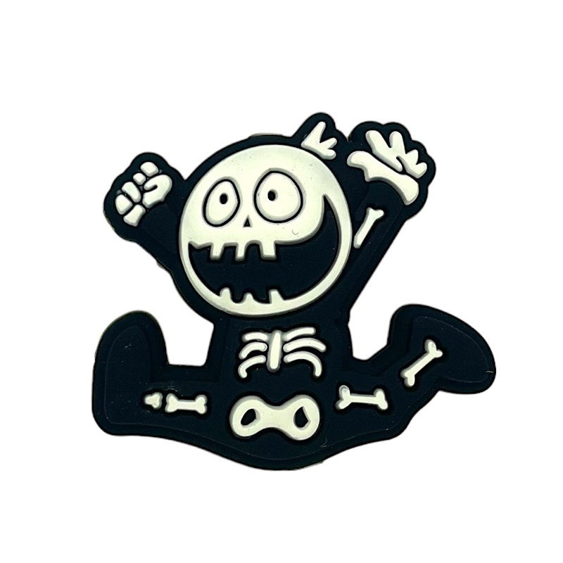 Silicone Focal Beads Halloween Happy Skeleton Raised Arms 20pcs
