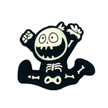 Silicone Focal Beads Halloween Happy Skeleton Raised Arms 20pcs