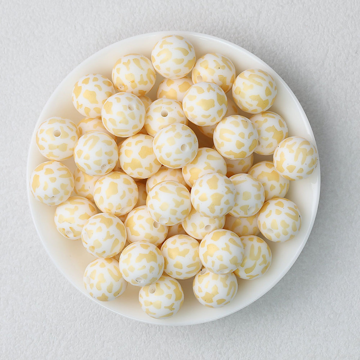 15mm Leopard Pattern Silicone Round Beads 50pcs - Golden Cow